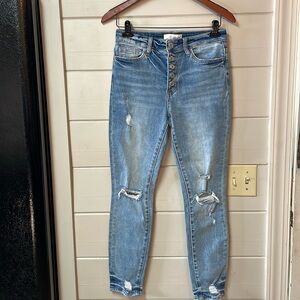 Vervet High Rise Buttonfly Distressed Jeans Size 27.